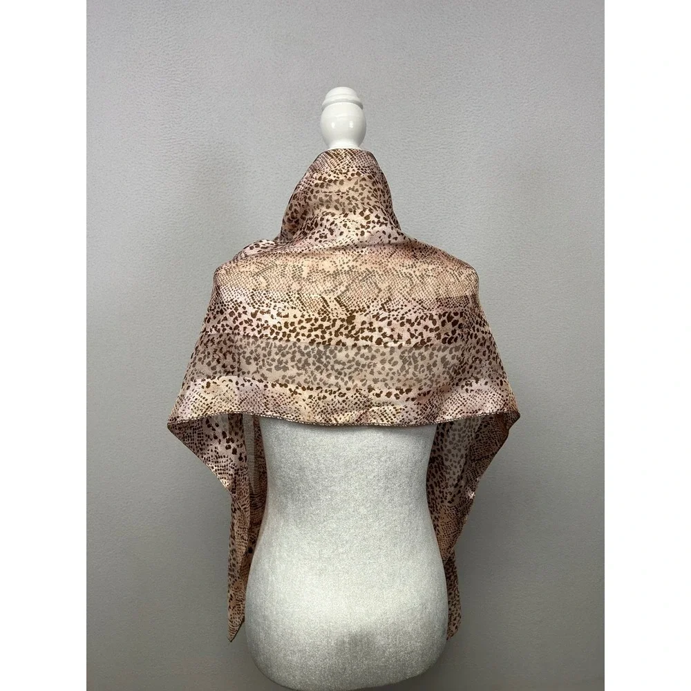 Boho Chic Animal Print Womens OS Brown Snakeskin Silky Scarf